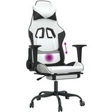  Masažna igraća stolica s osloncem bijelo-crna od umjetne kože | shoptok.hr