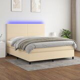 The Living Store Box spring postelja z vzmetnico LED krem 160x200 cm blago - Box Spring Postelja, (21438563) Cene