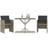  3-dijelni bistro set s jastucima svjetlosivi od poliratana | shoptok.hr