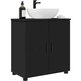 vidaXL Kopalniška omarica z vrati Črna 61 x 35 x 64 cm Konstruiran les | Shoptok.si