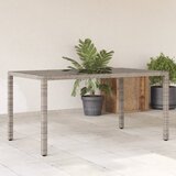 vidaXL Vrtna miza s stekleno ploščo siva 150x90x75 cm poli ratan Cene