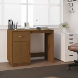 vidaXL Pisalna miza medeno rjava 95x50x75 cm trdna borovina Cene
