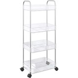 vidaXL Voziček za shranjevanje 4-nadstropna prozoren 37x28x95 cm akril | Shoptok.si