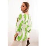Kesi Włoski Women's cotton blouse in abstract pattern green | shoptok.hr