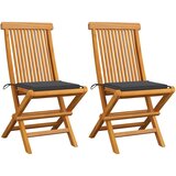 Maison Chic Vrtni stoli - Stol za vrt z antracitnimi blazinami 2 kosa trdna tikovina JS2066, (21876957) | Shoptok.si