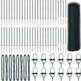vidaXL Hexagon Fence Zelena 0.6x100 m Kovina, Ograjne stebričke s konico 13 kos Ø32 mm 80 cm Galvanizirana kovina | Shoptok.si