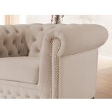 Ropez Bež žameten Chesterfield fotelj York Blik – | Shoptok.si