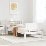 Maison Chic Posteljni okvir - Enojna postelja - Postelja za odrasle z vzglavjem brez vzmetnice bel 100x200 cm, (21695007) | Shoptok.si