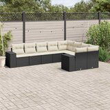 Maison Chic Seti vrtnega pohištva - Vrtna garnitura - Vrtni pohištvo set 9-delna z blazinami črn poli ratan, (21798108) | Shoptok.si