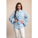 Fenzy Plus Size Bluza S Volanima, Svijetloplava | shoptok.hr