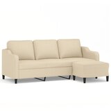 vidaXL Kavč trosed s stolčkom za noge krem 180 cm blago, (20924517) Cene