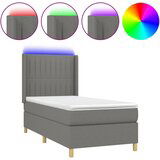 Maison Chic Box spring postelja - Vzmetna postelja z vzmetnico LED temno siva 90x200 cm blago SL22261, (21904176) | Shoptok.si