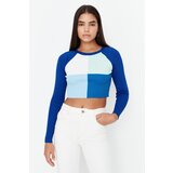 Trendyol Saks Crop Denk Block Knitwear Sweater | shoptok.hr