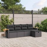  5-dijelna vrtna garnitura od poliratana s jastucima crna 61.5 x 62 x 69 cm | shoptok.hr