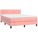  box spring s madracem LED ružičasti 140x200cm baršunasti | shoptok.hr