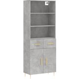 vidaXL Visoka komoda betonsko siva 69,5x34x180 cm inženirski les, (20805085) | Shoptok.si