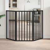 vidaXL Vrata za pse s 3 panela sklopiva crna 150 cm od drva topole | shoptok.hr