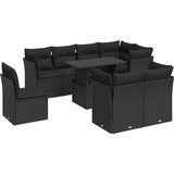 vidaXL 9-dijelni set vrtnih sofa s jastucima crni od poliratana | shoptok.hr