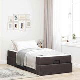  Konstrukcija postelje z vzmetnico Temno rjava 90 x 200 cm blago | Shoptok.si