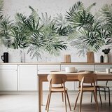  Foto tapeta - Jungle and green plume - large tropical leaves on a white background 100x70 | shoptok.hr