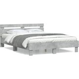 Furnova Posteljni okvir z vzglavjem betonsko siv 140x190 cm inž. les, (21935199) | Shoptok.si