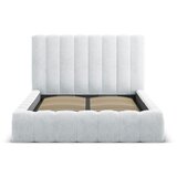 Micadoni Home Svijetlo sivi tapecirani bračni krevet s prostorom za odlaganje s podnicom 200x200 cm Kelp – | shoptok.hr