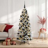  Umjetno božićno drvce s kuglicom 150 cm 150 LED lampica - Zelena i bijela 150 cm s LED-ima i crnim lopticama | shoptok.hr