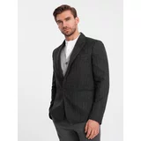 Ombre Stylish men's jacquard jacket with delicate stripes - graphite
