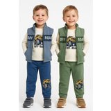 WOWO kids komplekt sa auto off road: pantalone, prsluk, majica dugih rukava - maslina Cene
