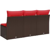  Vrtna sofa s jastucima za 3 osobe, smeđa, poliratan | Eponuda.com
