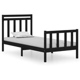 The Living Store Posteljni okvir črn iz trdnega lesa 75x190 cm - Posteljni Okvir, (21530820) | Shoptok.si