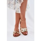EVENTO Flat Ladies Sandals Made Of Eco Leather Gold Illoria | Shoptok.si