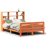 vidaXL Posteljni okvir brez vzmetnice vošč. rjav 150x200 cm borovina | Shoptok.si