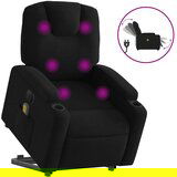 Maison Chic Električni masažni naslanjač - Relax naslanjač s funkcijo vstajanja črn, (22061997) | Shoptok.si