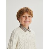 Reserved - Džemper s uzorkom pletenica - krem | shoptok.hr