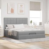 vidaXL Otomanski posteljni okvir z vzmetnico siv 180x200 cm blago | Shoptok.si