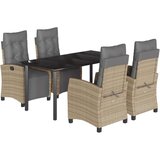 vidaXL 5-dijelni vrtni blagovaonski set od poliratana s jastucima bež | shoptok.hr