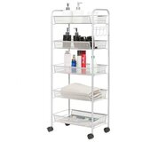  5-katni kolica, kuhinjski kolica, mrežasta polica, kuhinjski kolica s kotačima od sive metalne legure | shoptok.hr