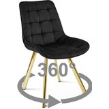  Okretna stolica SORIA 360, crni baršun, zlatne metalne noge | shoptok.hr