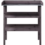  Stol za biljke s policama sivi 78x38x82,5 cm masivna jelovina | shoptok.hr