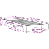 vidaXL Posteljni okvir Naravna barva Trdno borovo les 90 x 190 cm | Shoptok.si
