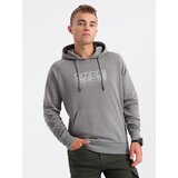 Ombre Men's non-stretch hooded sweatshirt with print - grey Cene