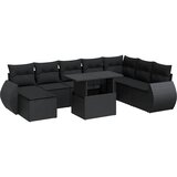  9-dijelni set vrtnih sofa s jastucima crni od poliratana Slike