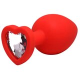 Fantasy Srednji silikonski analni dildo Srce sa dijamantom, Crveni | Eponuda.com