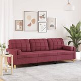 vidaXL Kavč trosed z okrasnimi blazinami vinsko rdeč 210 cm blago Cene