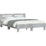  Okvir za krevet s uzglavljem i LED siva boja betona 150x200 cm | Eponuda.com
