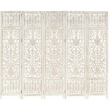 vidaXL sobna pregrada s 5 panela bijela 200x165 cm masivno drvo manga | shoptok.hr