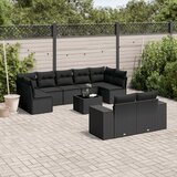 vidaXL 10-dijelni set vrtnih sofa s jastucima crni od poliratana | shoptok.hr