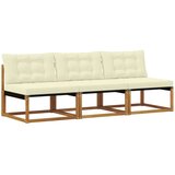 3 Komad Srednja sofa za van Čvrsto drvo akacije Prirodna - Prirodna boja i krem 3x srednje | shoptok.hr