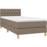  Krevet box spring s madracem LED smeđesivi 90x200 cm tkanina | shoptok.hr